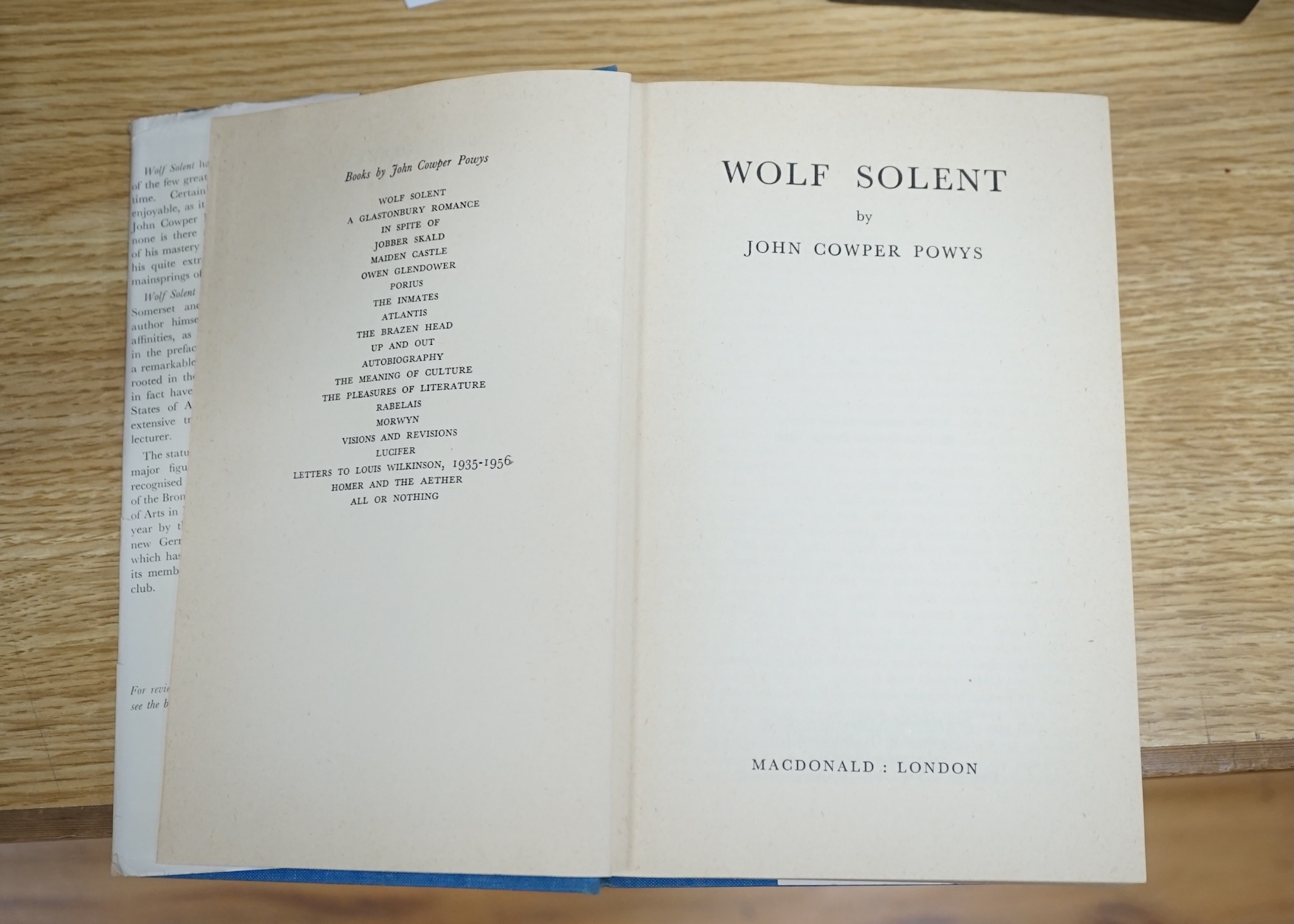 Powys, John Cowper - Weymouth Sands ... 1st US. edition, half title; orig. cloth, blind decorated spine with red label. New York: Simon and Schuster, 1934; Powys, John Cowper - Maiden Castle. 1st full authoritative editi